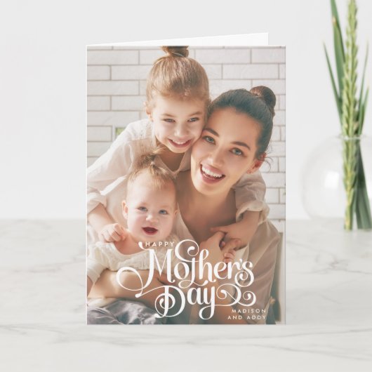 Elegante met de hand gemaakte tekst Moederdag foto Feestdagen Kaart (Voorkant)