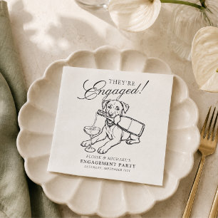Elegante met de hand geschetste Labrador verloving Servet
