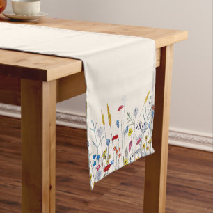 Elegante met de hand geschilderde watercolor wilde lange tafelloper