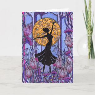 Elegante met de hand getekende ballerina silhouet kaart