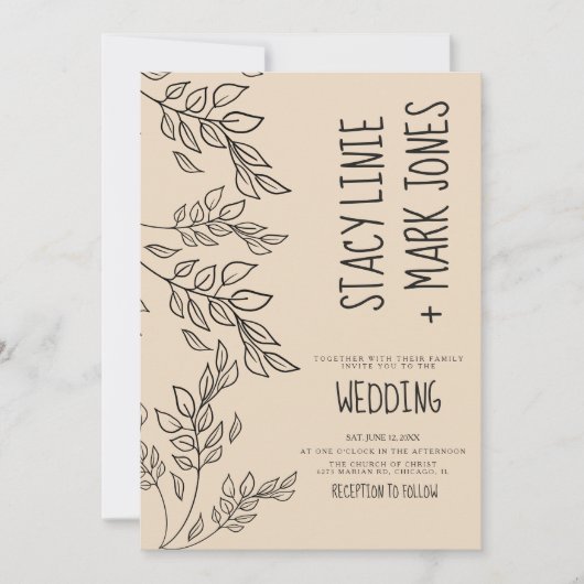 Elegante met de hand getekende fancy script bruilo kaart (Voorkant)