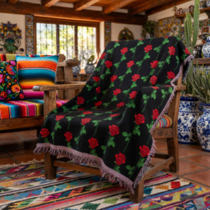 Elegante met de hand getekende roos dekendoek deken