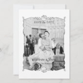 Elegante met de hand getekende roos fotolijst save the date (Voorkant)