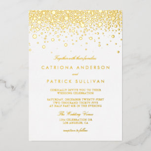 Elegante met folie gestempelde confetti-stippen br uitnodiging