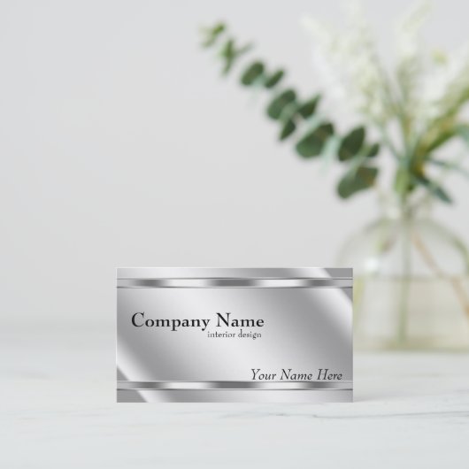 Elegante metaalachtige uitstraling Shaded Platinum Visitekaartje (Staand voorkant)