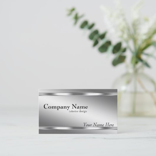 Elegante metaalachtige uitstraling verzilverd op z visitekaartje (Staand voorkant)