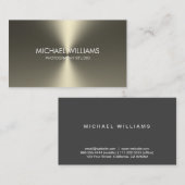 Elegante metal profesional blanco negro brillante visitekaartje (Voorkant / Achterkant)