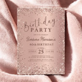 Elegante Metal Roos Gouden Glitter 80ste Verjaarda Kaart