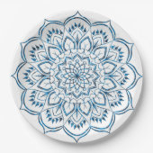 Elegante Metallic Blauwe Mandala Decoratie Papieren Bordje (Voorkant)