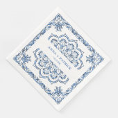 Elegante metallic blauwe mandala gepersonaliseerd servet (Hoek)