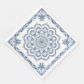 Elegante Metallic Blauwe Mandala Servet (Hoek)