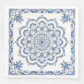 Elegante Metallic Blauwe Mandala Servet (Voorkant)