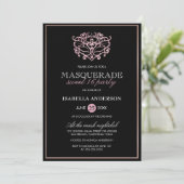 Elegante Metallic Blush Pink Masquerade Sweet 16 Kaart (Staand voorkant)