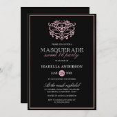 Elegante Metallic Blush Pink Masquerade Sweet 16 Kaart (Voorkant / Achterkant)
