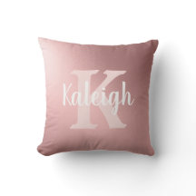 Elegante Metallic Blush Roze Witte Monogram Naam