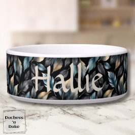 Elegante Metallic Botanische Bladeren Persoonlijk Voerbakje
