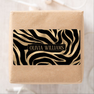 Elegante Metallic Goud Zebra Zwart Dierenprint Etiket