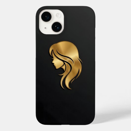 Elegante Metallic Gouden Silhouet Profiel Meisje i Case-Mate iPhone Case (Achterkant)