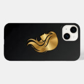 Elegante Metallic Gouden Silhouet Profiel Meisje i Case-Mate iPhone Case (Achterkant (horizontaal))