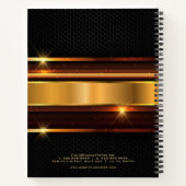 Elegante metallic gouden strepen zwarte achtergron notitieboek (Achterkant)