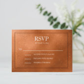 Elegante Metallic Koperen Huwelijks RSVP Kaartje (Staand voorkant)