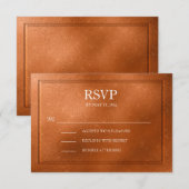 Elegante Metallic Koperen Huwelijks RSVP Kaartje (Voorkant / Achterkant)