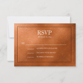 Elegante Metallic Koperen Huwelijks RSVP Kaartje