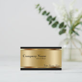 Elegante metallic look goud op zwart visitekaartje (Staand voorkant)
