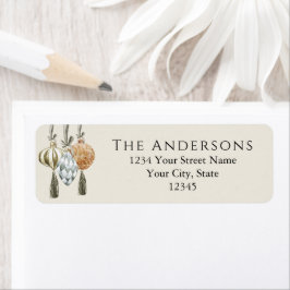 Elegante Metallic Ornamenten Kerstvakantie Etiket