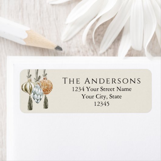 Elegante Metallic Ornamenten Kerstvakantie Etiket (Insitu)