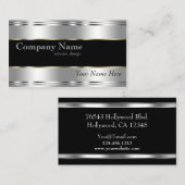 Elegante Metallic Professionele Bedrijfs Zilver Visitekaartje (Voorkant / Achterkant)