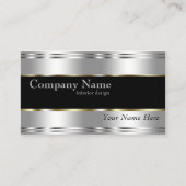 Elegante Metallic Professionele Bedrijfs Zilver Visitekaartje (Voorkant)