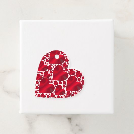 Elegante metallic rode harten valentijnen stijlvol bedankjes labels (In situ)