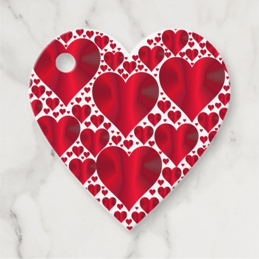 Elegante metallic rode harten valentijnen stijlvol bedankjes labels (Voorkant)