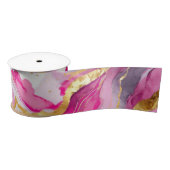 Elegante Metallic Swirls Ribbon Roze, Goud & Wit Satijnen Lint (Spoel)