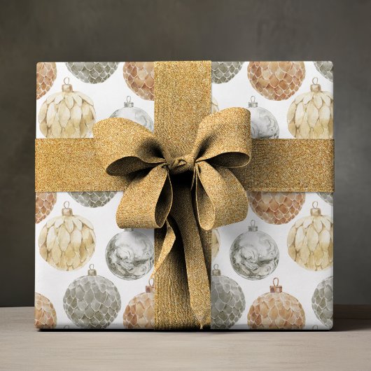 Elegante metallic vintage kerst Ornamenten Inpakpapier Vel