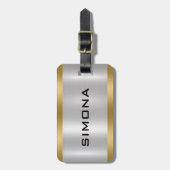 Elegante, Metallic zilver gouden accenten Bagagelabel (Voorkant verticaal)