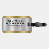 Elegante, Metallic zilver gouden accenten Bagagelabel (Achterkant horizontaal)