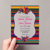 Elegante Mexicaanse bloemen acryl bruiloft uitnodi Acryl Uitnodigingen (Insitu (Draagbaar))