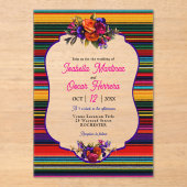 Elegante Mexicaanse bloemen acryl bruiloft uitnodi Acryl Uitnodigingen (Voorkant)