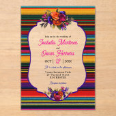 Elegante Mexicaanse bloemen acryl bruiloft uitnodi Uitnodigingen (Voorkant)