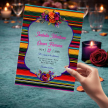 Elegante Mexicaanse bloemen acryl trouwkaart