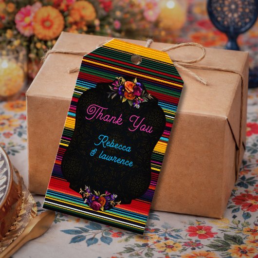 Elegante Mexicaanse bloemen bruiloft Cadeaulabel