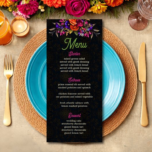 Elegante Mexicaanse bloemen bruiloft Menu