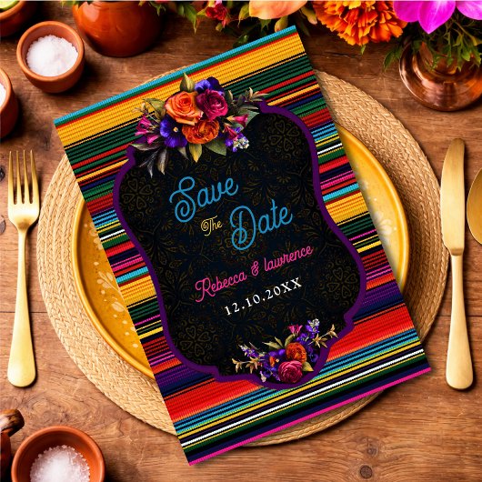 Elegante Mexicaanse bloemen bruiloft Save The Date