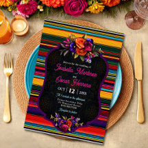 Elegante Mexicaanse bloemen trouwkaart