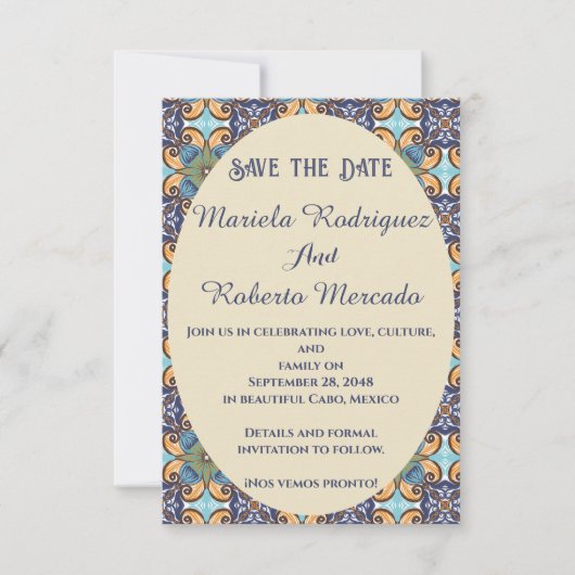 Elegante Mexicaanse bruiloft flat dank u kaart (Voorkant)