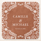 Elegante Mexicaanse bruiloft Papel Picado Onderzet Kartonnen Onderzetters (Voorkant)