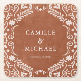 Elegante Mexicaanse bruiloft Papel Picado Onderzet Kartonnen Onderzetters