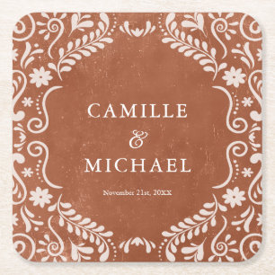 Elegante Mexicaanse bruiloft Papel Picado Onderzet Kartonnen Onderzetters